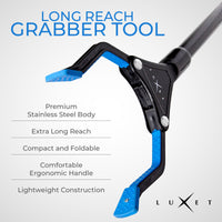 Grabber Reacher Tool, [Newest Version] Long 32” Steel Foldable Pick Up Stick with Strong Grip Magnetic Tip For Store Shelves, Lightweight Trash Picker Claw Reacher Grabber Tool for Elderly - by Luxet