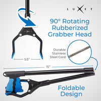 Grabber Reacher Tool, [Newest Version] Long 32” Steel Foldable Pick Up Stick with Strong Grip Magnetic Tip For Store Shelves, Lightweight Trash Picker Claw Reacher Grabber Tool for Elderly - by Luxet